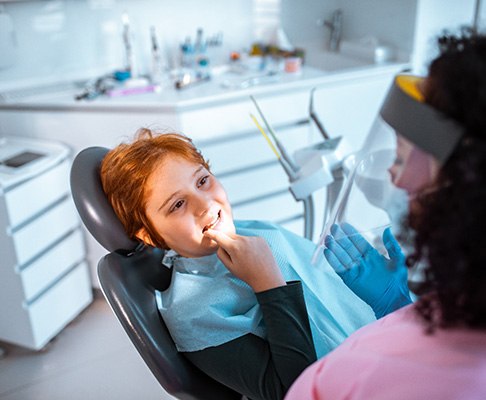 a boy visiting his dentist