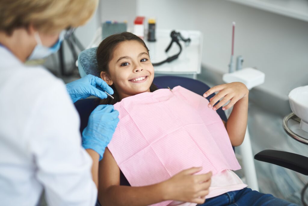 Child in dentists chair